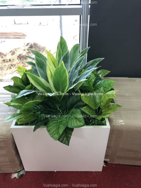 bục cây giả trong nhà