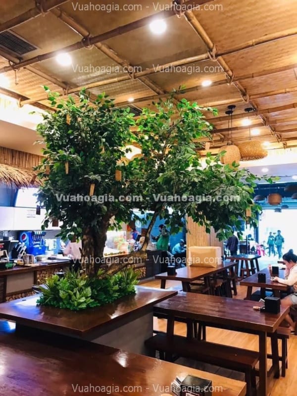 cây xanh giả decor quán cafe